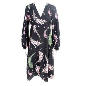 Soon Maternity  Black Pink Floral Midi Dress M